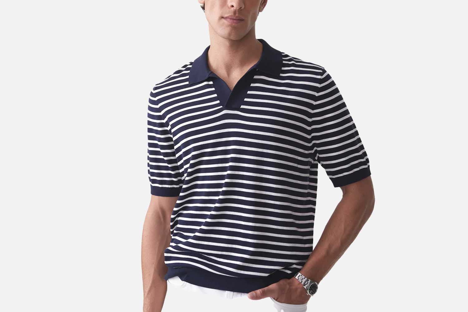 J.McLaughlin Amalfi Short Sleeve Polo in Stripe