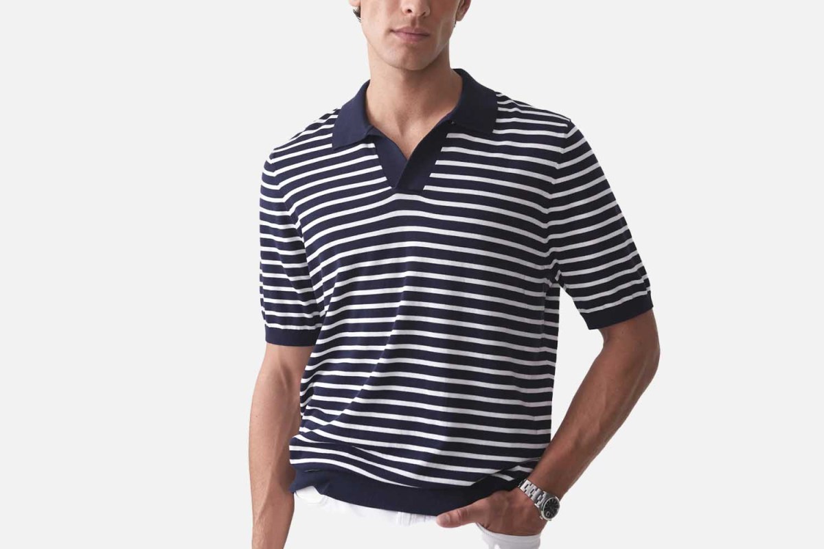 J.McLaughlin Amalfi Short Sleeve Polo in Stripe