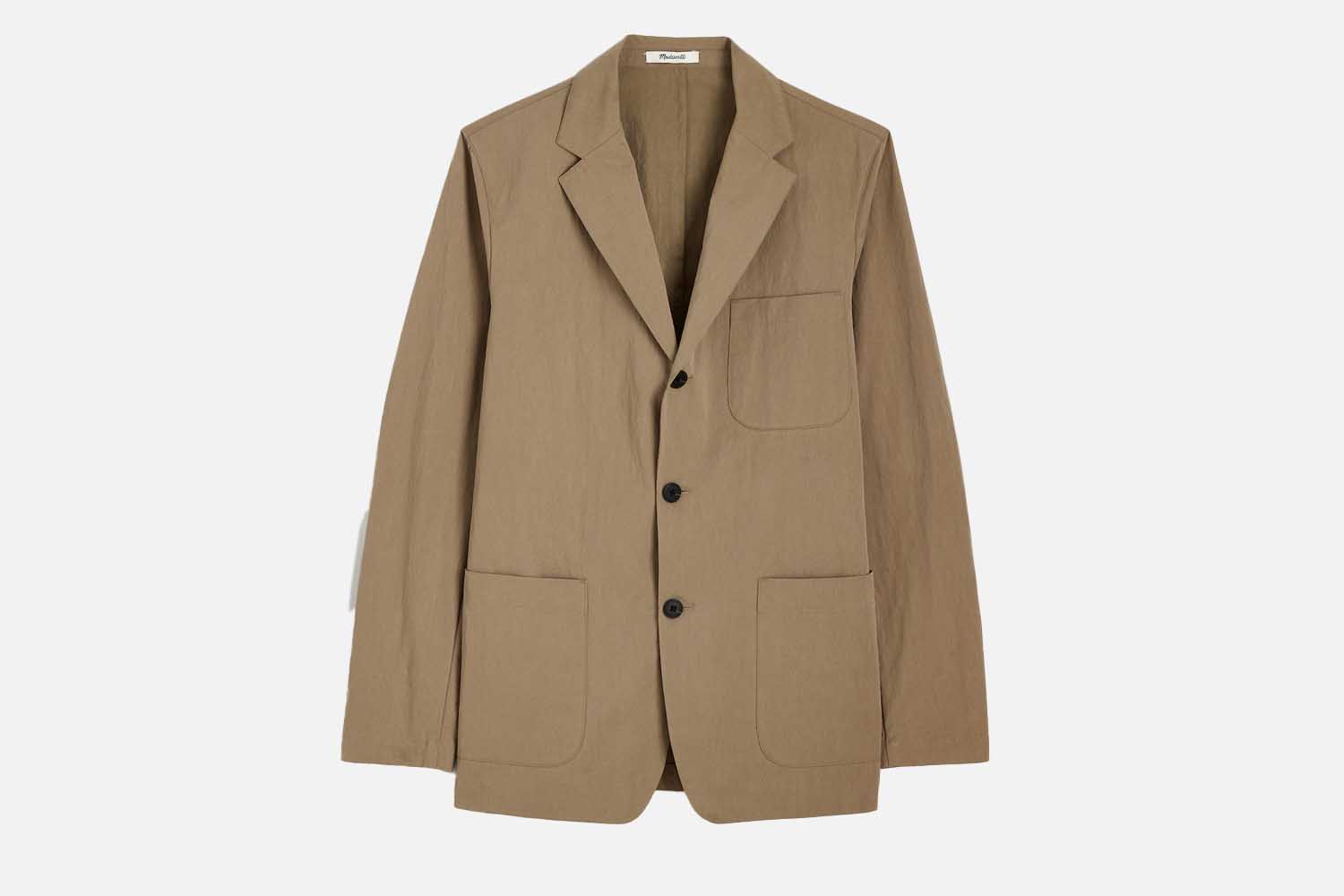 Madewell Unstructured Three-Button Blazer in Cotton Blend