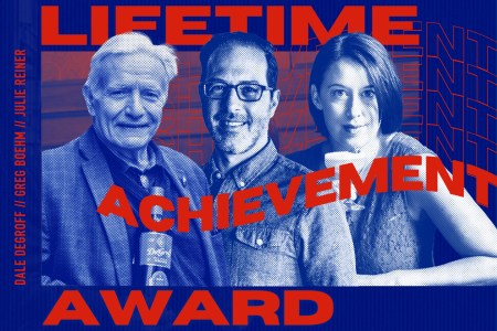 Dale DeGroff, Greg Boehm, Julie Reiner, winners of The Spill Award for Lifetime Achievement