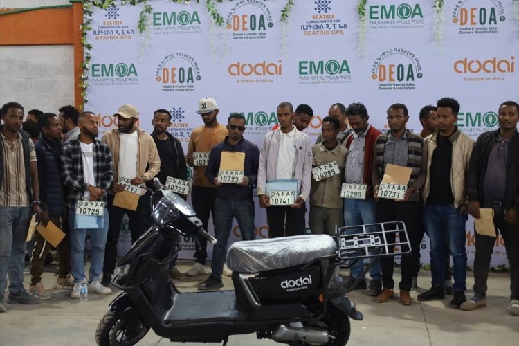 Dodai electric motorcycle on display