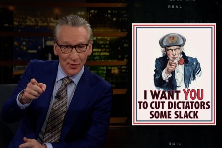 Bill Maher and a poster