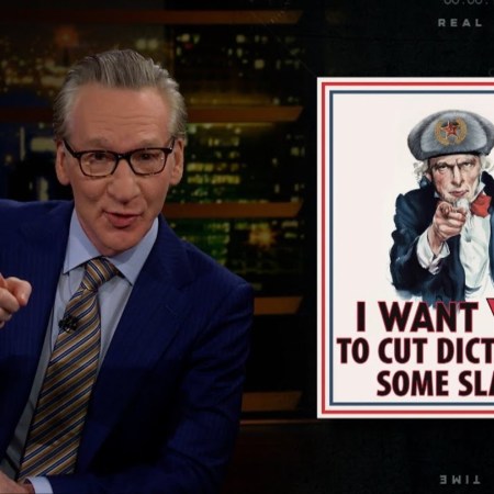Bill Maher and a poster