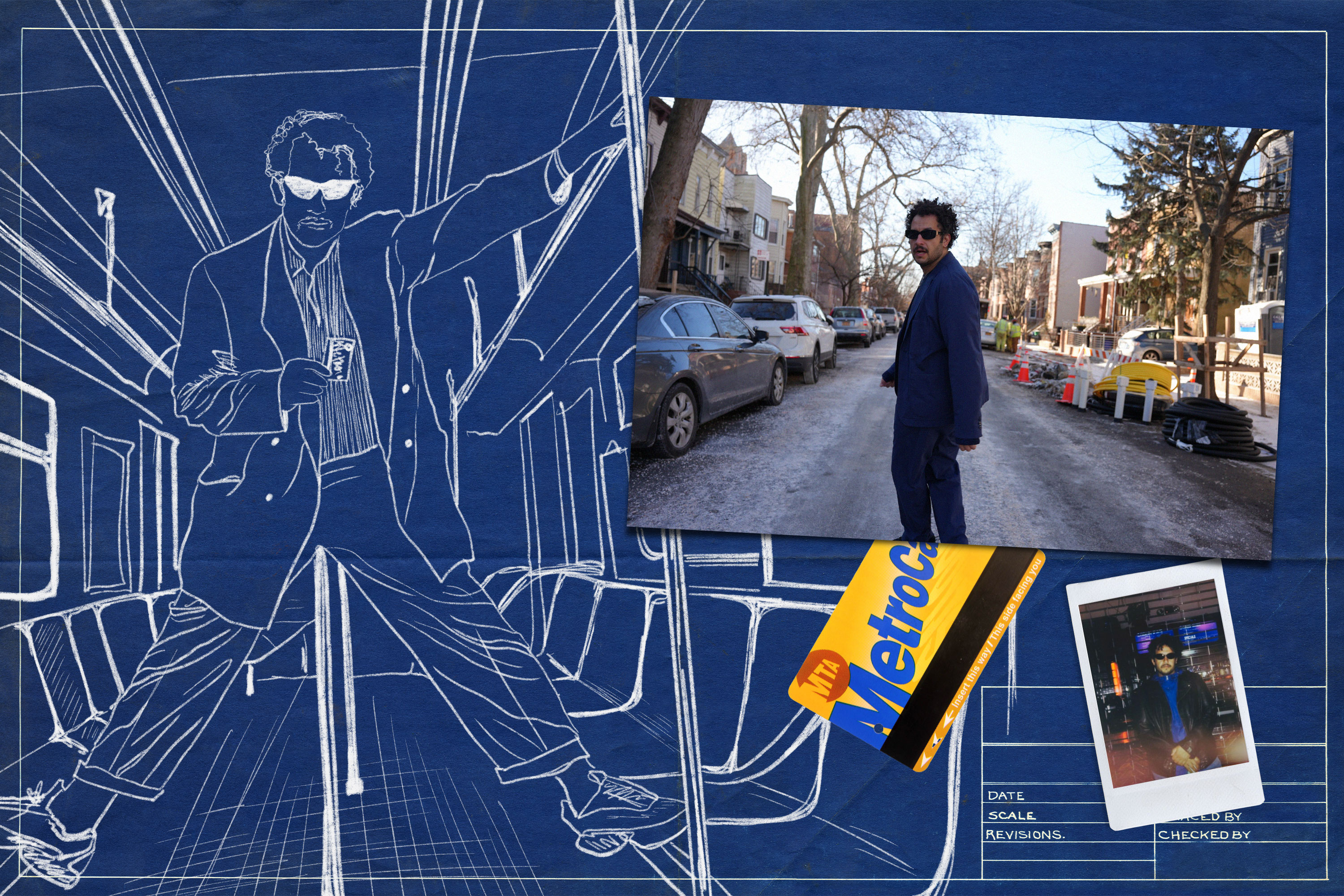 An illustration and photograph of Kareem Rahma of "Subway Takes"