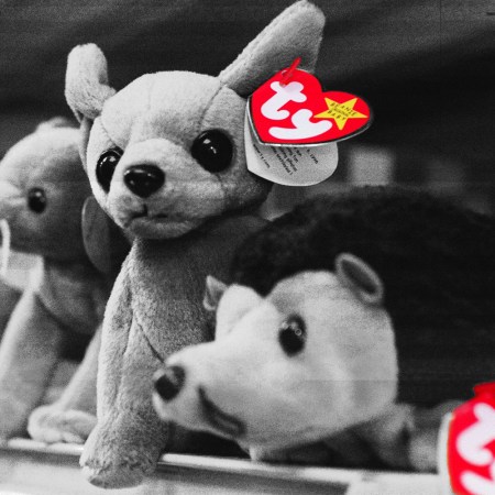 Beanie Babies sit on a shelf in a store in Washington, D.C. in 1999.