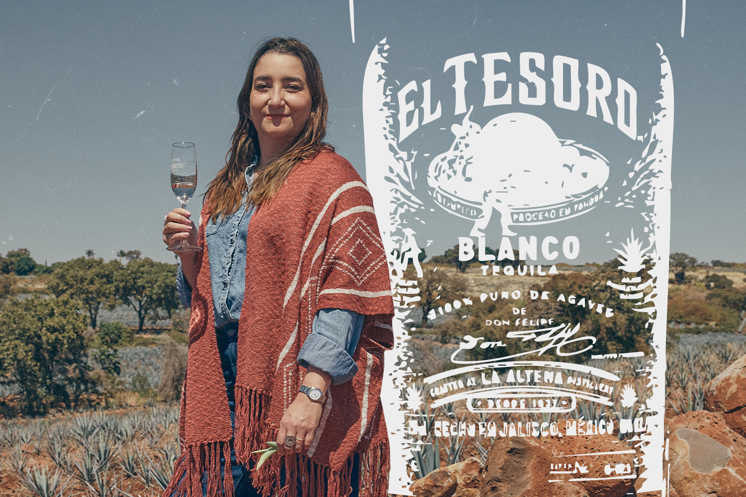 Jenny Camarena in the agave fields next to El Tesoro