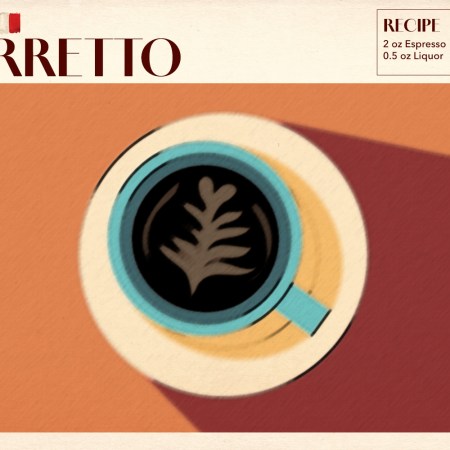 A vintage-style illustrated caffe corretto poster