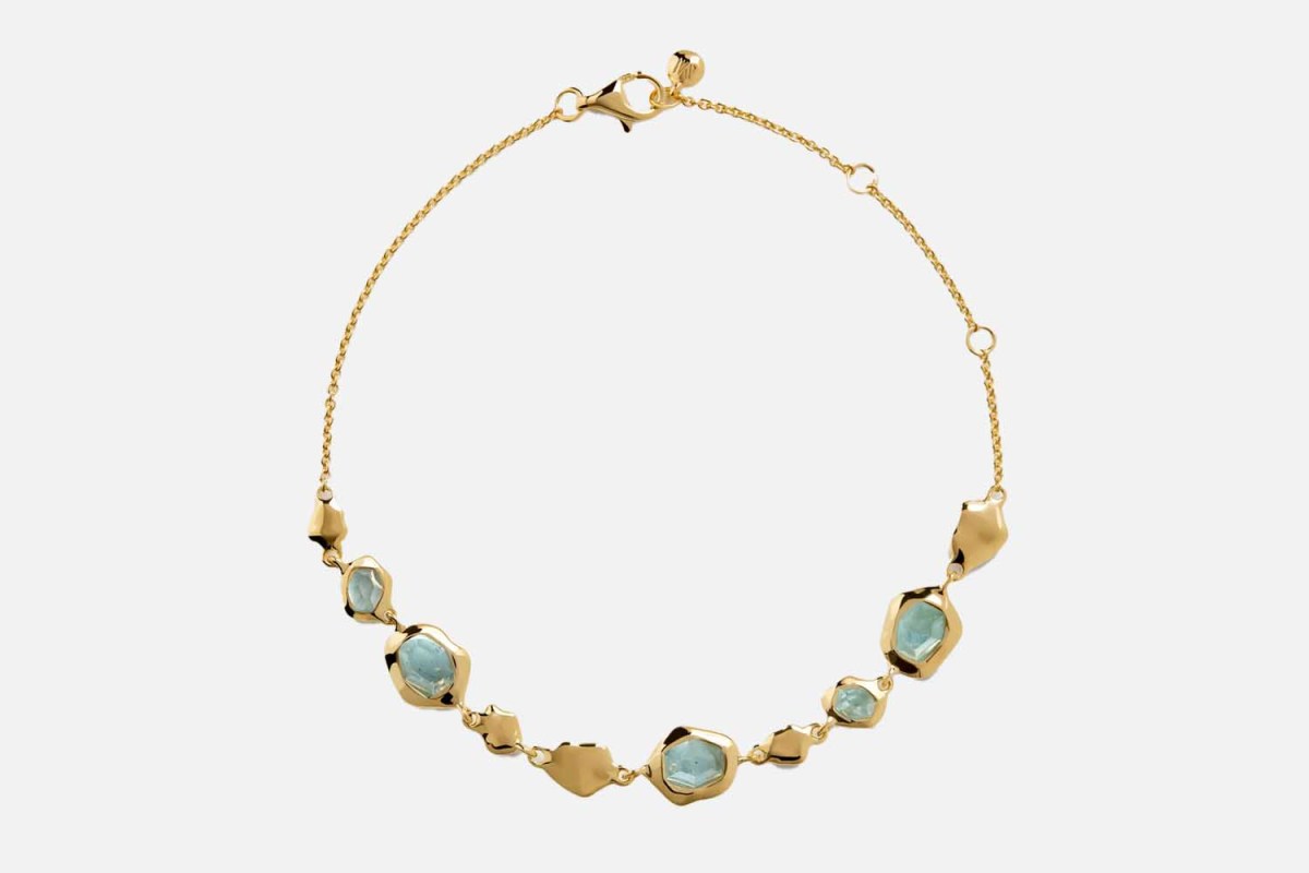 Monica Vinader Odyssey Gemstone Pebbled Chain Bracelet