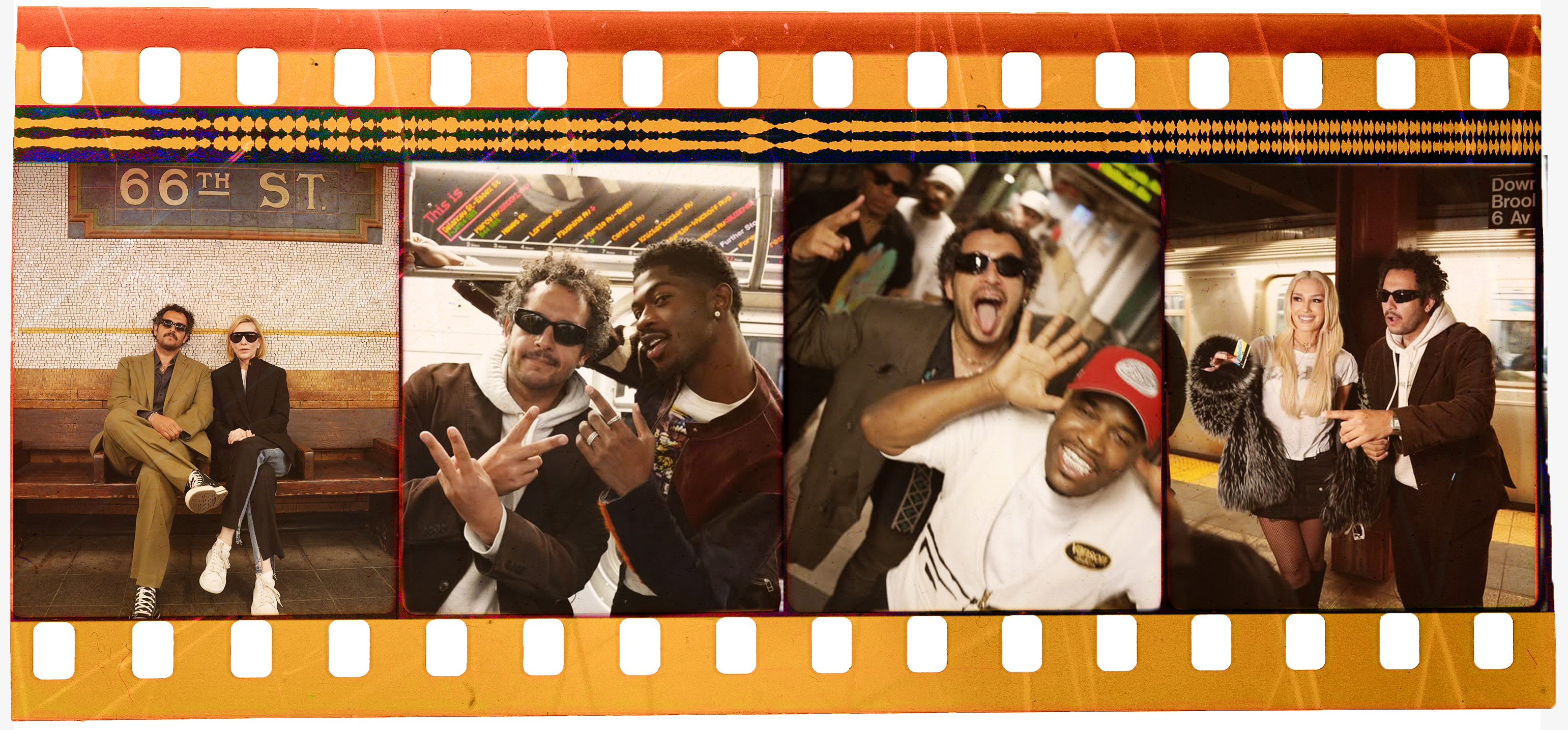 A collage of photos of Kareem Rahma with guests who've appeared on "Subway Takes"