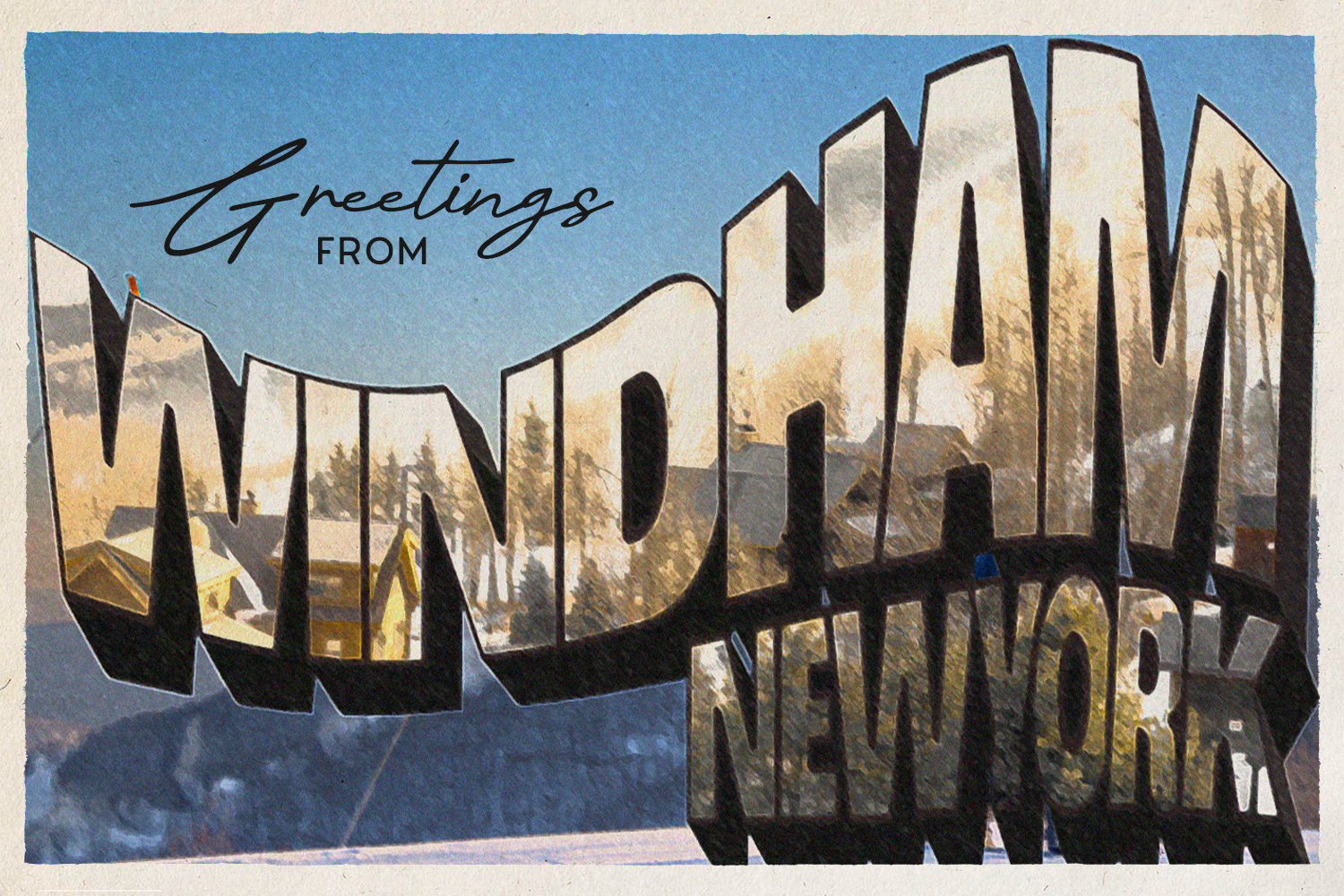 an old school postcard that says greetings from windham new york
