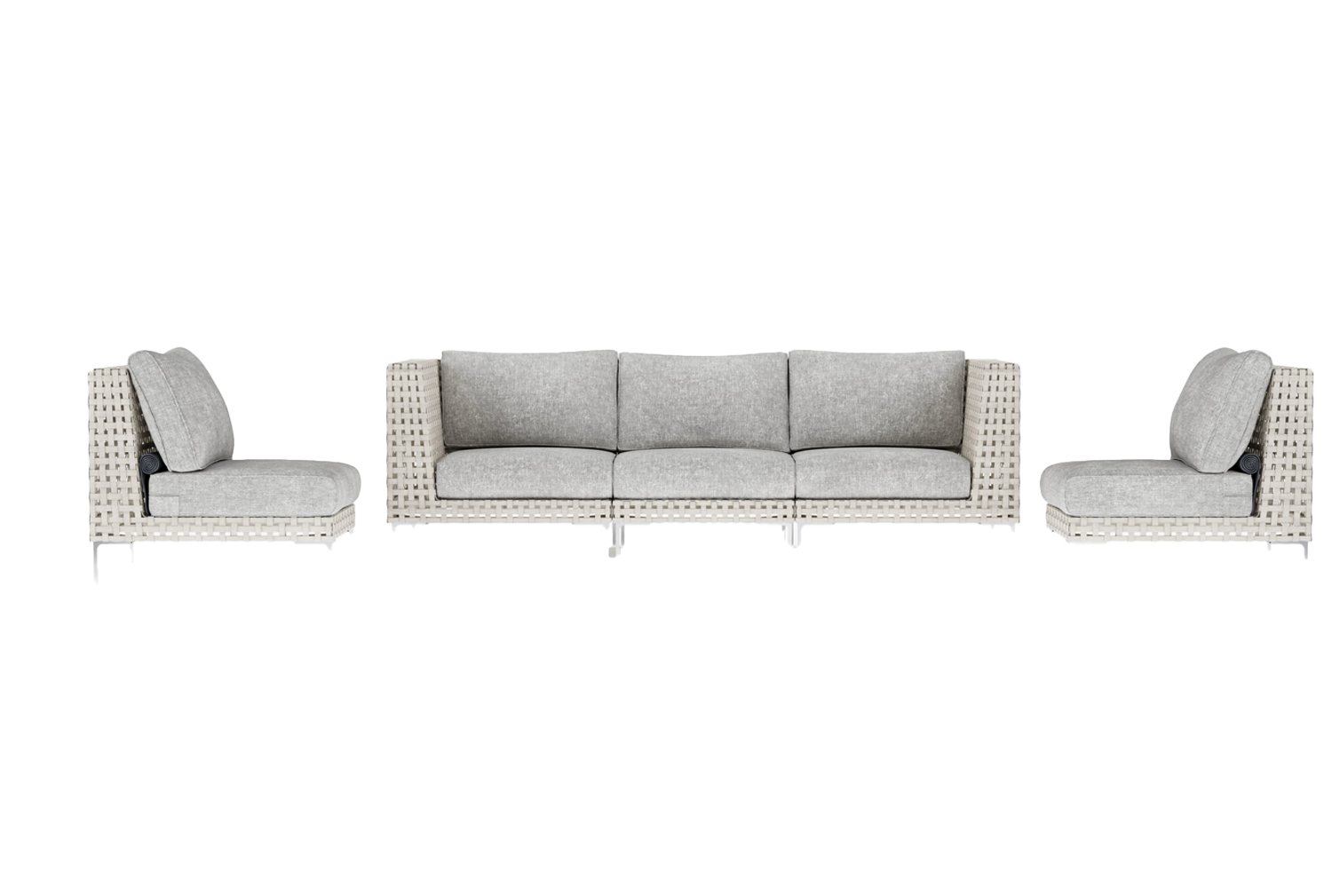 Outer Open Weave Wicker Outdoor Sofa with Armless Chairs – 5 Seat