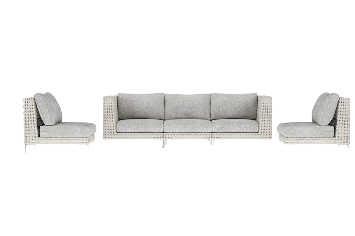 Outer Open Weave Wicker Outdoor Sofa with Armless Chairs – 5 Seat