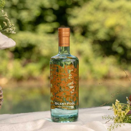 Silent Pool Gin on a table