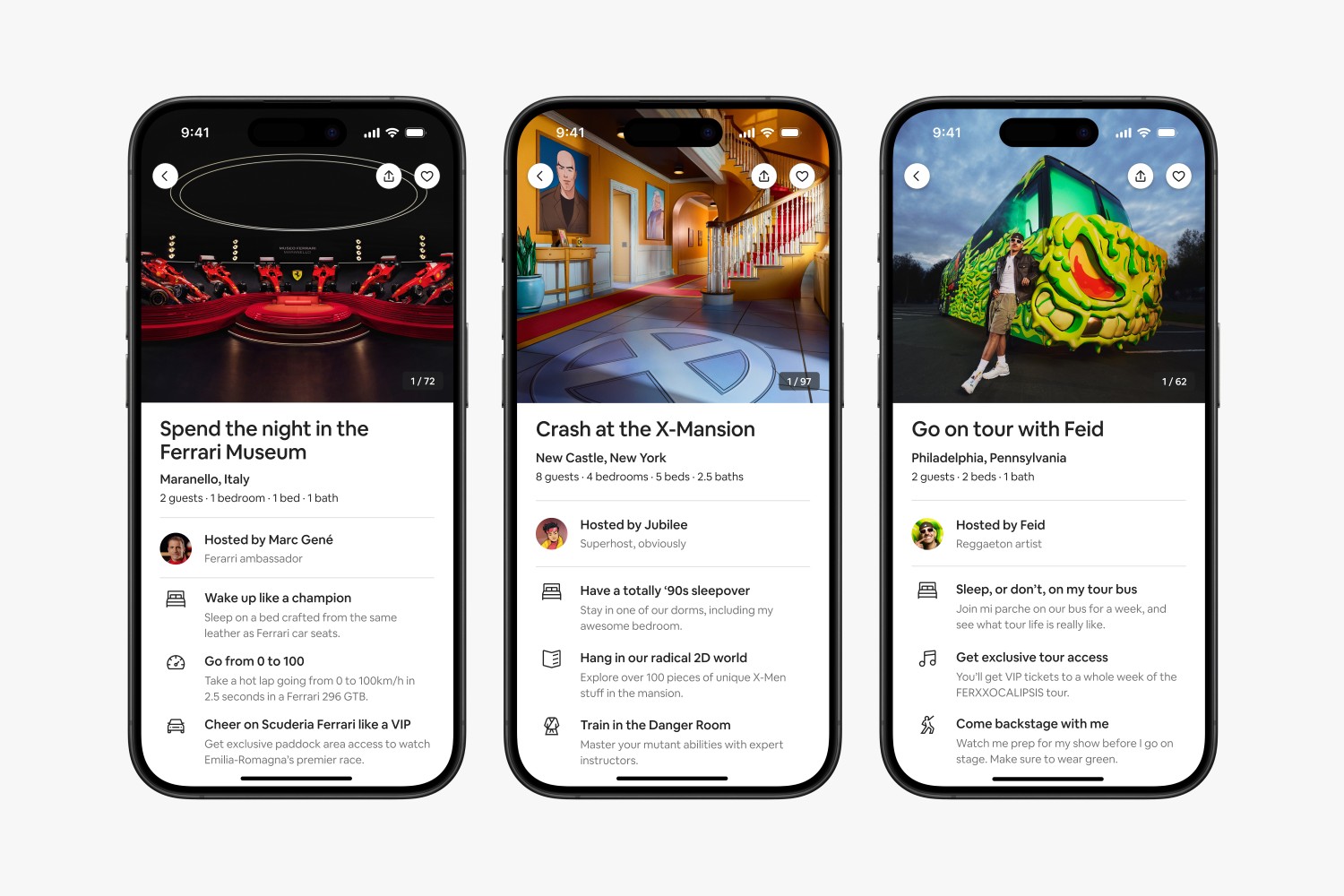 Airbnb app showing travel options