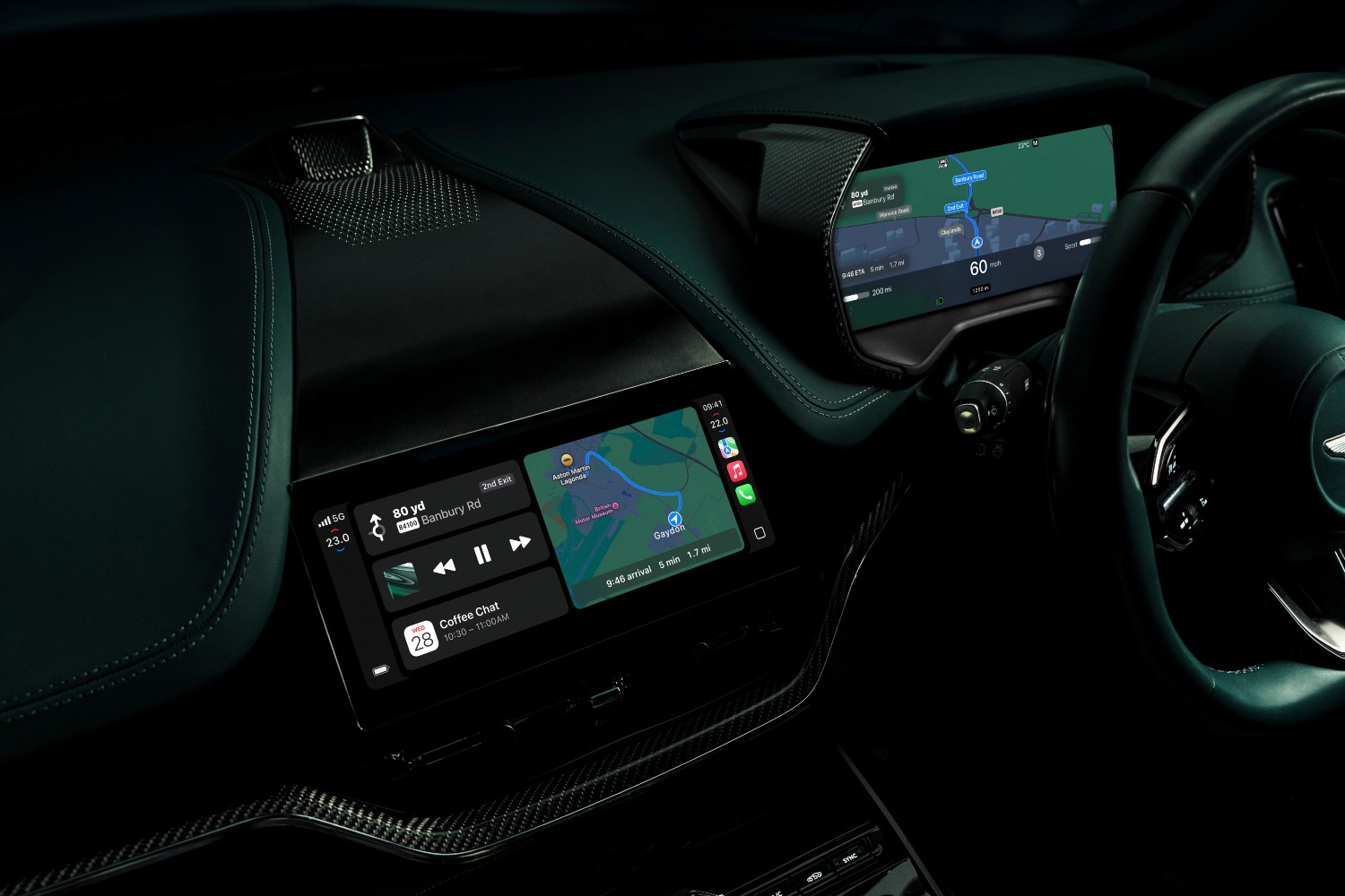 Aston Martin dashboard with Apple software