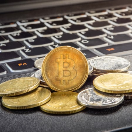Cryptocurrency on a laptop