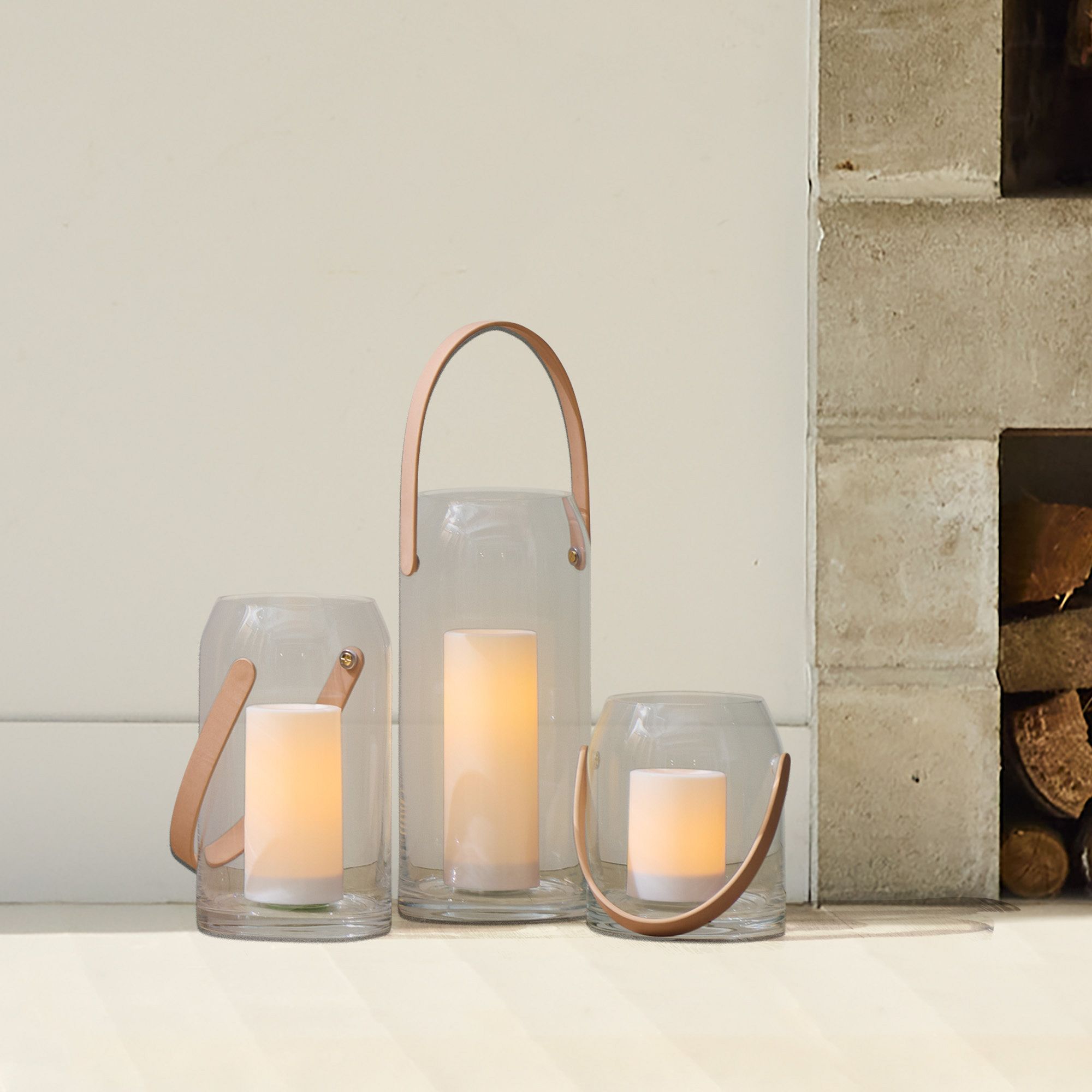 Landon Glass & Leather Lanterns