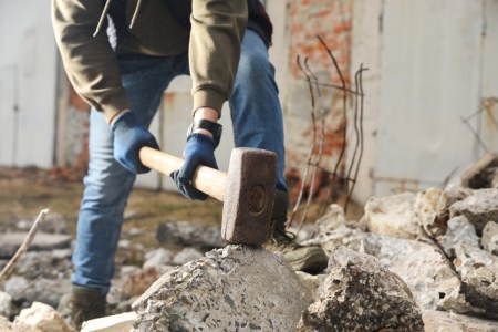 Man with large hammer