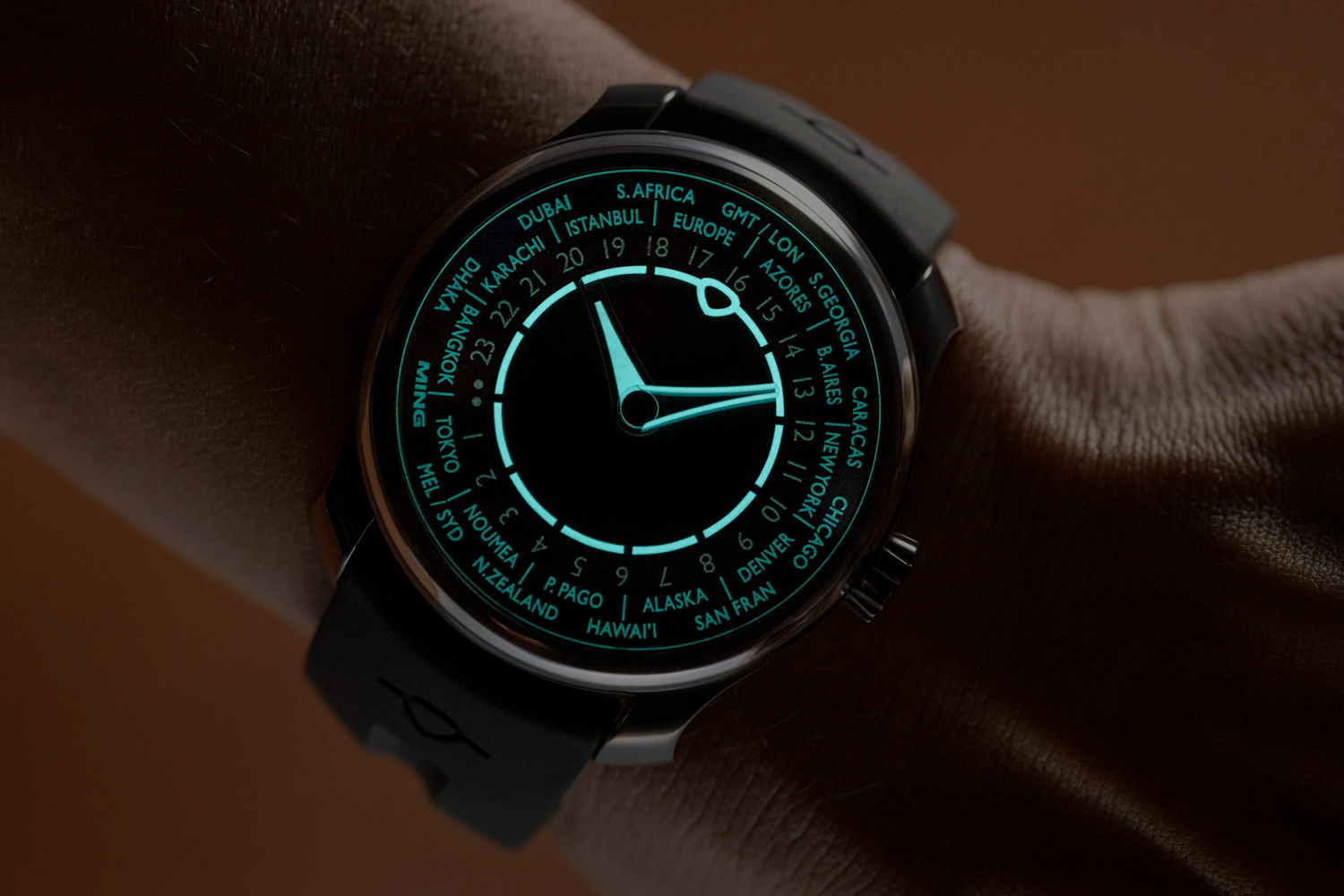 The super-Luminova on the new Ming 29.01 Midnight edition watch