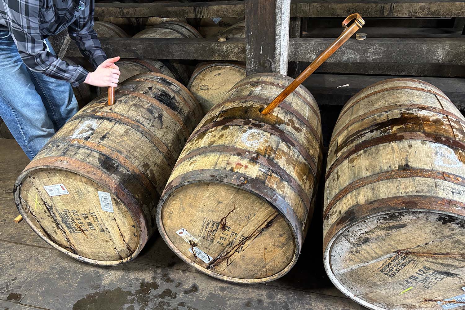 Whiskey thieving at the distillery