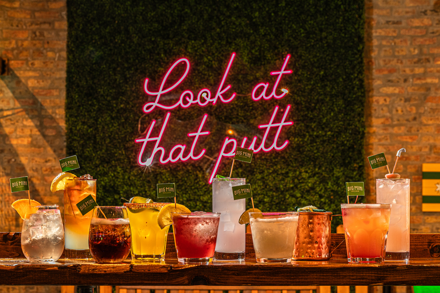 The cocktail lineup at Big Mini Putt Club
