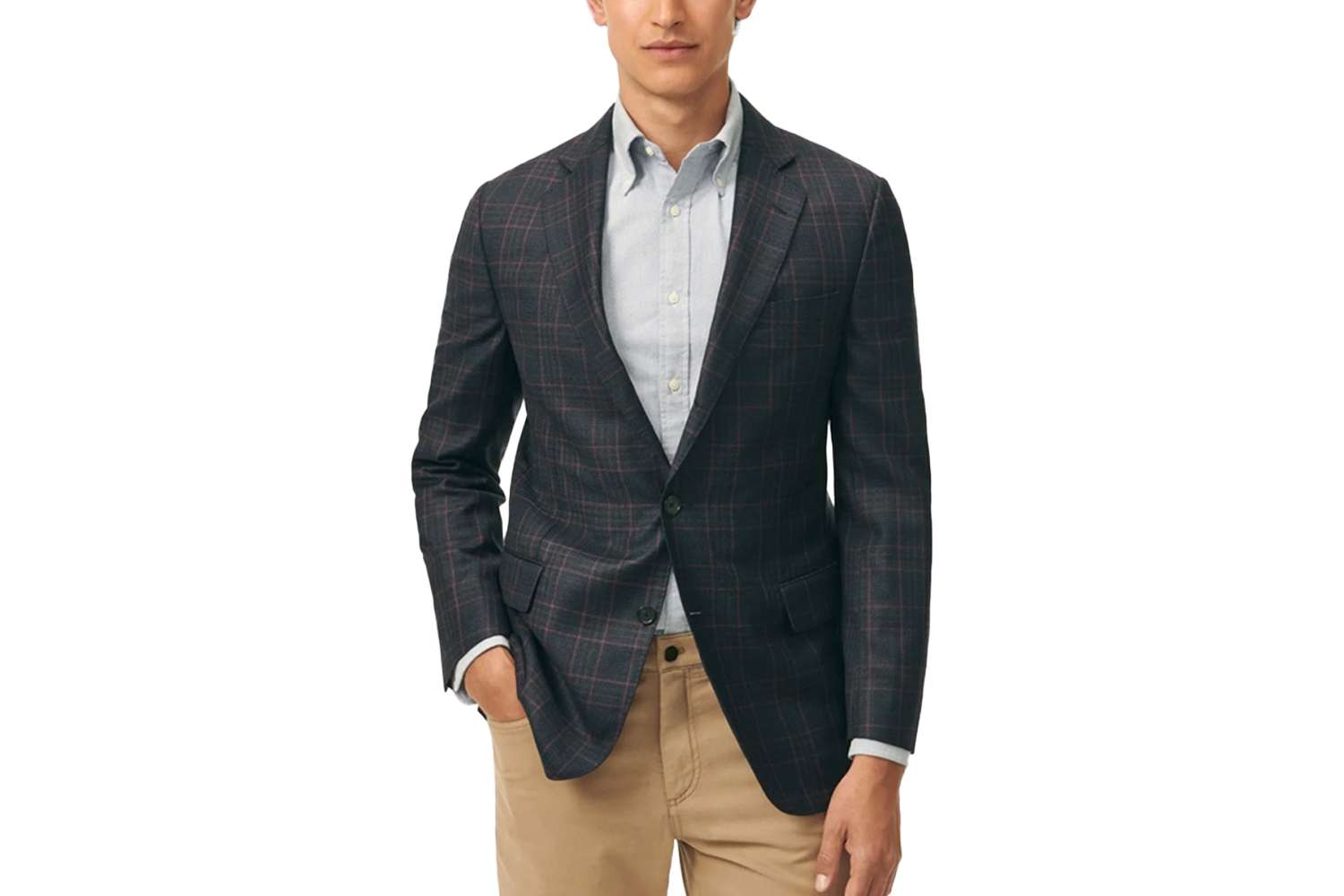 Brooks Brothers Classic Fit Checked Hopsack Wool Sport Coat