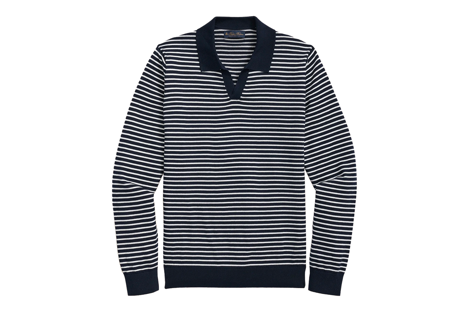 Brooks Brothers Pima Cotton Mariner Stripe Johnny Collar Sweater