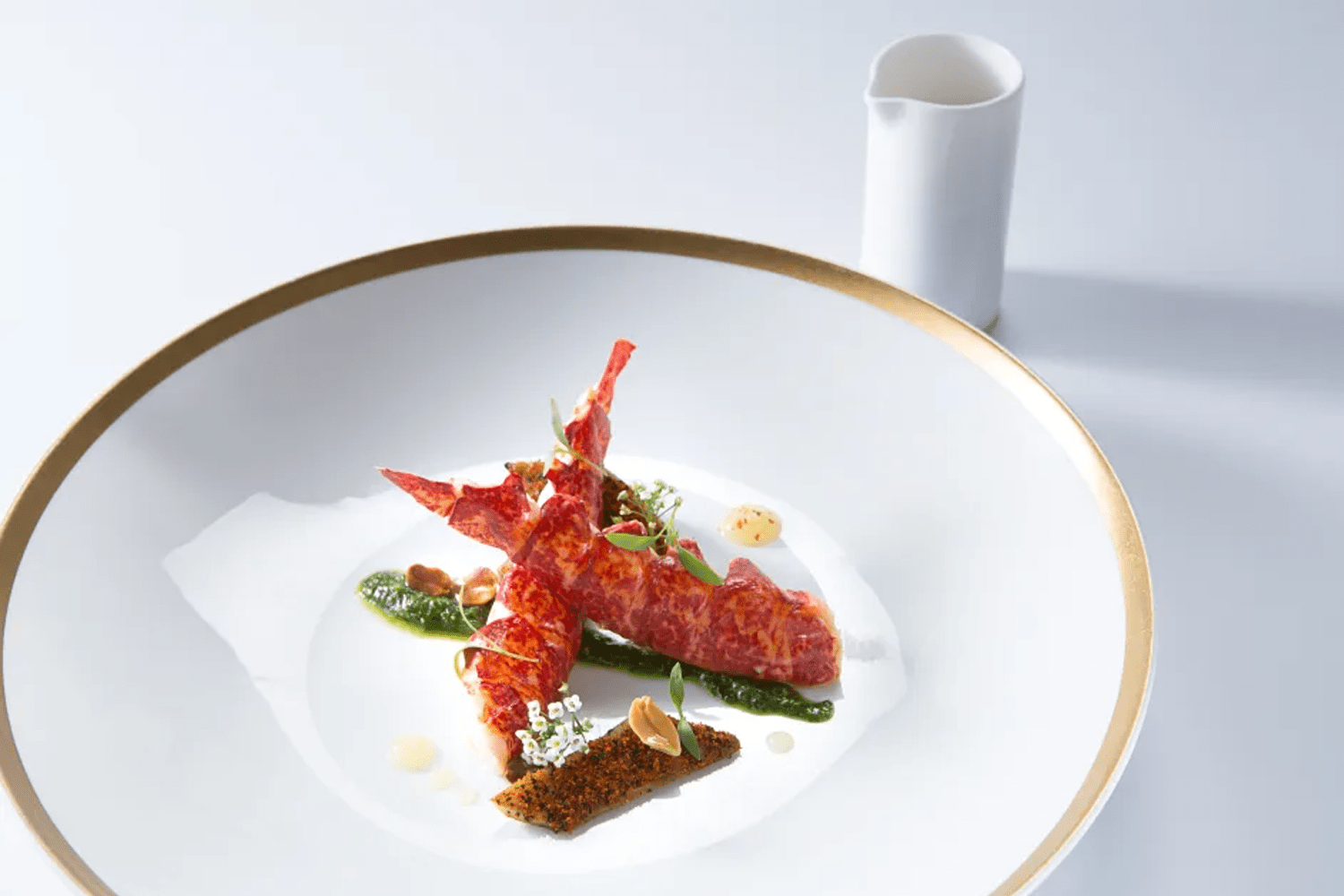 Blue Lobster, smoked eggplant and coriander from Gordon Ramsay au Trianon