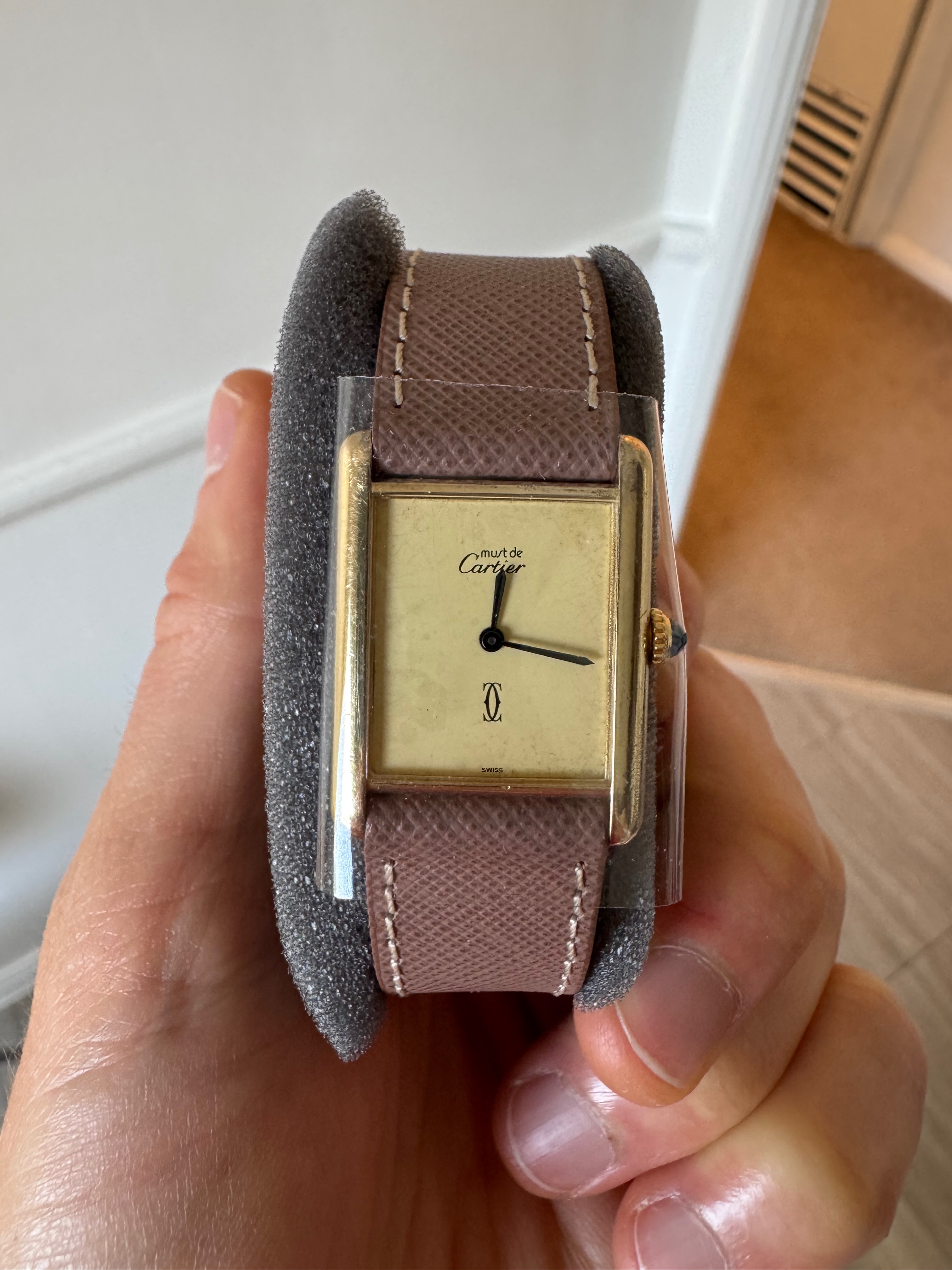 A vintage Cartier Tank Must de Cartier that was recently serviced by WatchCheck