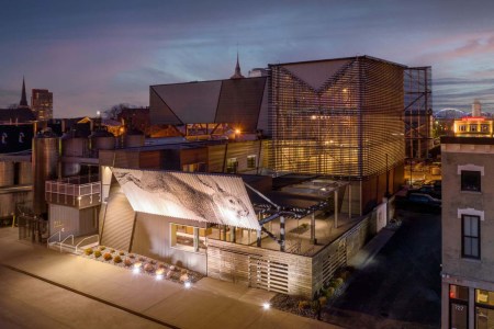 The Rabbit Hole distillery in downtown Louisville at night
