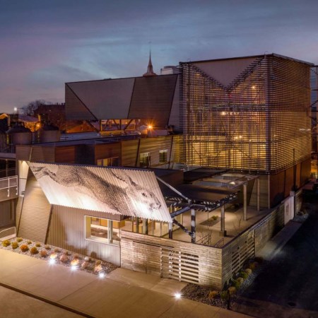 The Rabbit Hole distillery in downtown Louisville at night