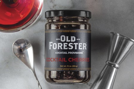 Bottle of Old Forester cocktail cherries