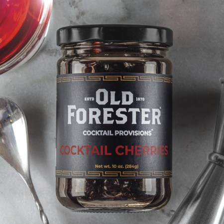 Bottle of Old Forester cocktail cherries