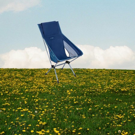Helinox chair in a meadow.