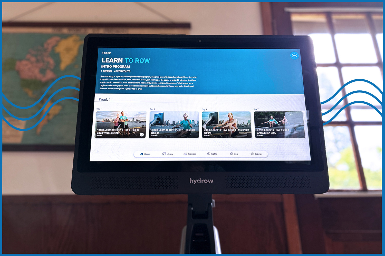 The Learn to Row classes offered by Hydrow, as seen on the screen of the Pro model