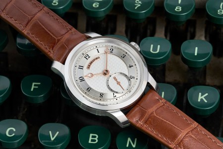 The Infinity Series Pure watch in frosted silver and rose gold from J.N. Shapiro