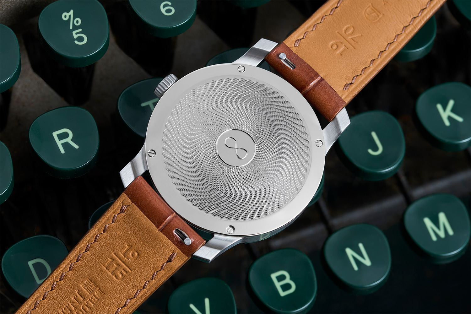 The caseback on the J.N. Shapiro Infinity Series Pure watch