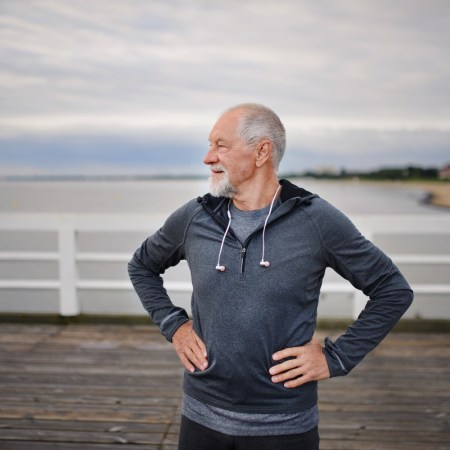 Man breathing while working out