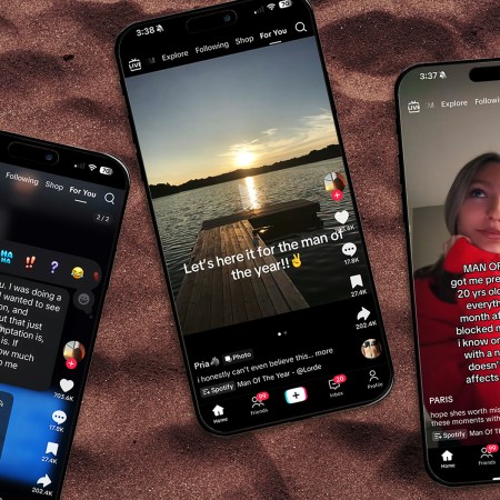 Three phones with screenshots of TIkTok videos