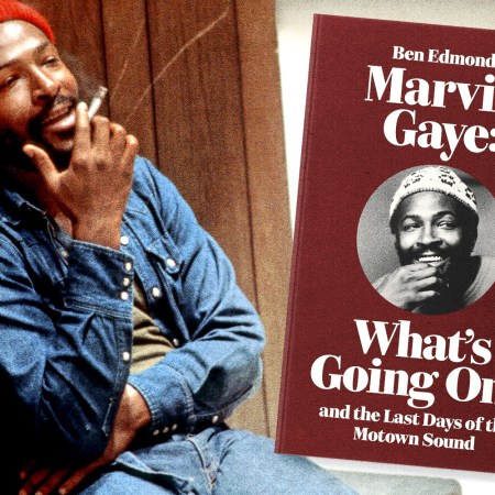 Marvin Gaye and the cover of the book "Marvin Gaye: What's Going On?"
