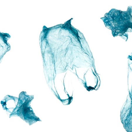 Plastic bags floating in midair