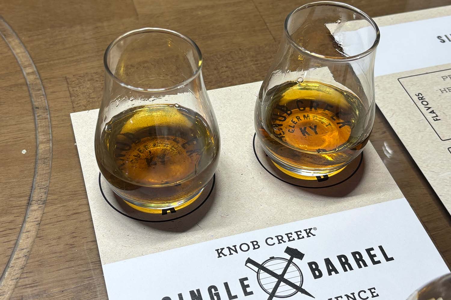 Two of our four cask strength samples of Knob Creek