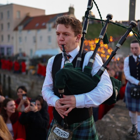 Bagpipers at St Andrews University