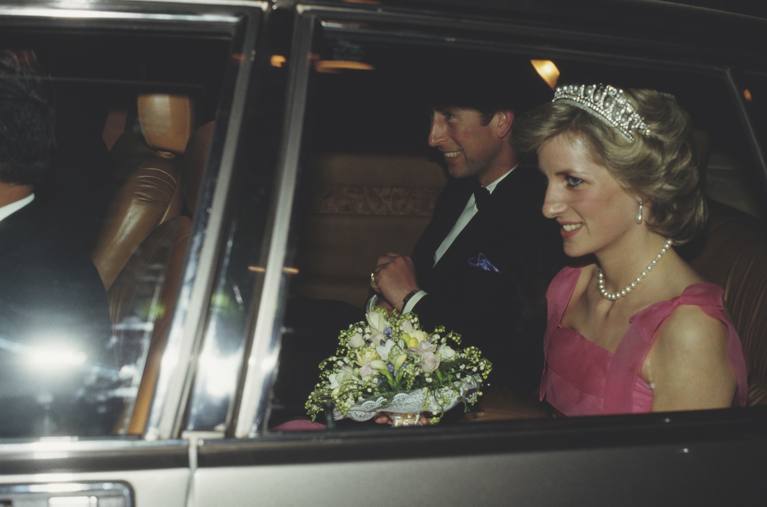 Charles and Diana in Milan in a limo