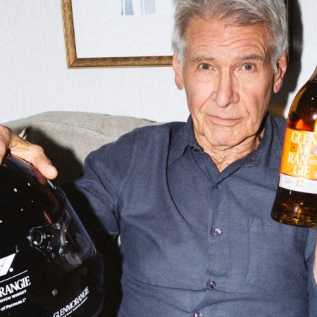 Harrison Ford, whiskey, and a helmet