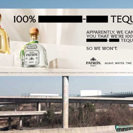 A Patrón billboard with the Censored Truth