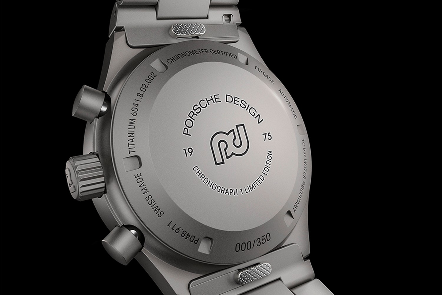 The caseback on the new Porsche Design Chronograph 1 1975 Limited Edition