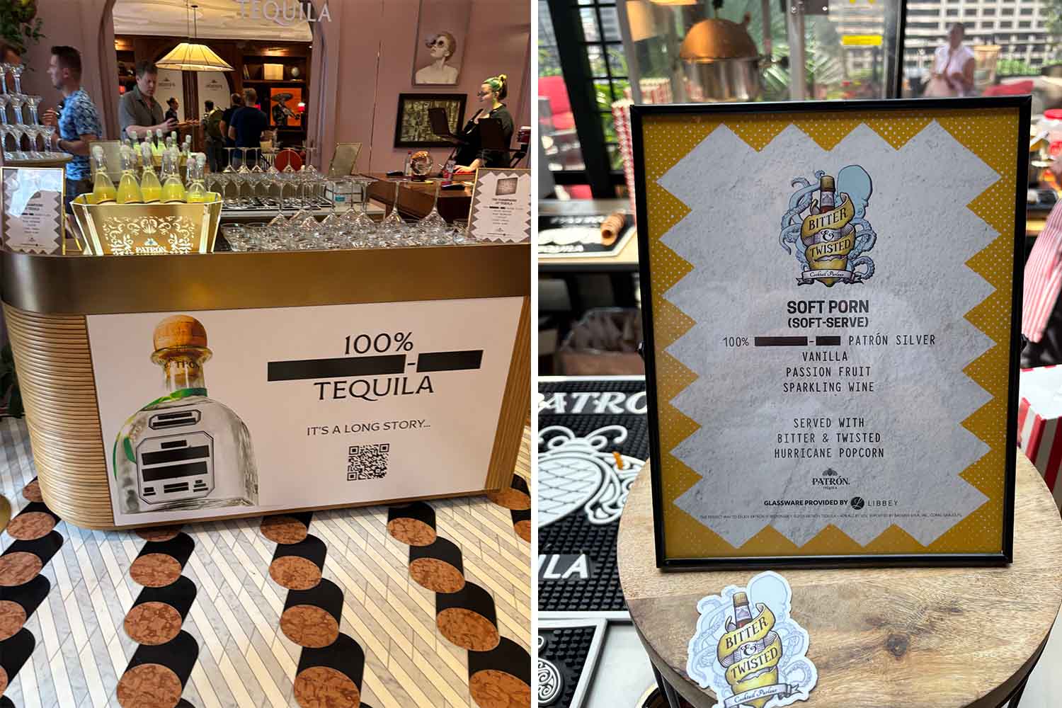 Patrón signage at the Virgin Hotel during Tales of the Cocktail