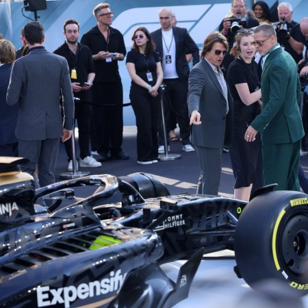 Tom Cruise, Brad Pitt, and the car from "F1"
