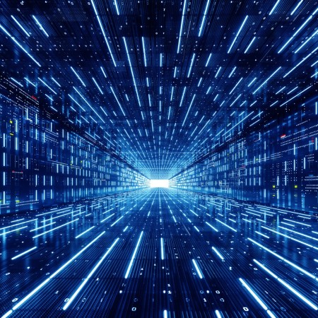 lines of data cascading into infinity